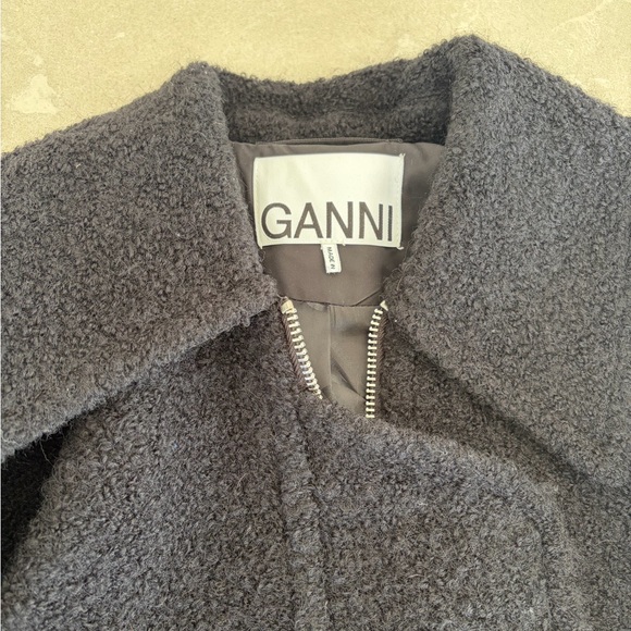 Ganni Black Bouclé Coat - Picture 2 of 5